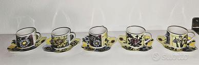 5 TAZZE CAFFE' + 6 PIATTI PORCEL. BAVARIA VINTAGE