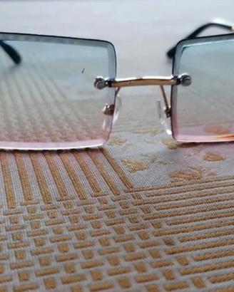 Occhiali da sole rettangolari senza montatura