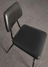 Coppia di sedie ufficio nere in pelle, anni ‘70