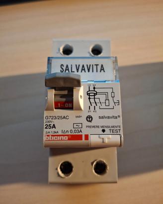 Interruttore salvavita bticino G723/25AC