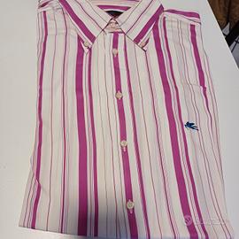  Etro  camicia uomo bianco fucsia tg 44