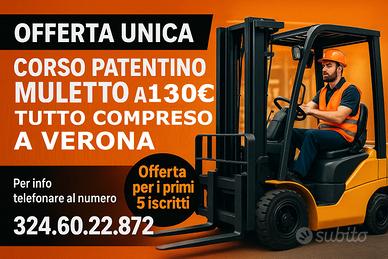 Corso Patente Muletto Verona a 130Euro al sabato