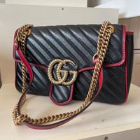 Borsa Gucci Marmont Large Shoulder Bag Blu NEW