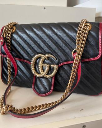 Borsa Gucci Marmont Large Shoulder Bag Blu NEW