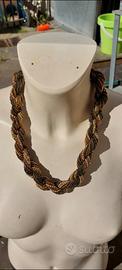 Collana Torchon con Orecchini Marrone Oro