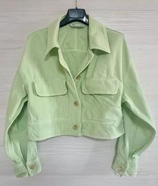 Giacca jeans color menta corto Zara - Tg.S
