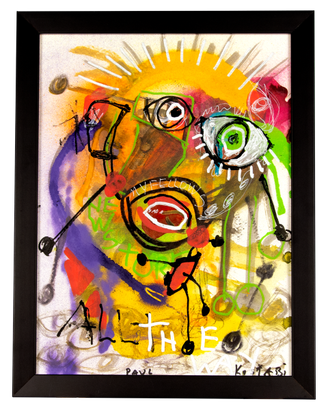 Paul Kostabi, tecnica mista su cartoncini, 30.5x23
