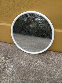 specchio tondo cm 60 cornice plastica bianca