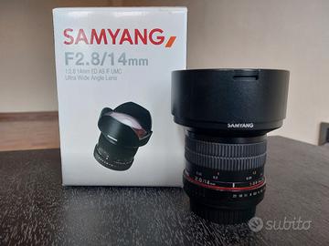 Samyang F2.8 14mm per Canon con scatola