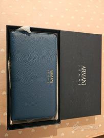 Portafoglio Armani Jeans blu con zip – nuovo