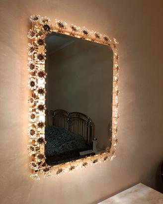 Specchio decorativo con luci e cristalli – elegant
