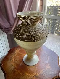 Vaso ceramica vetro beige e oro