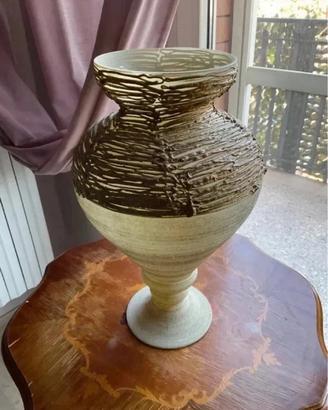 Vaso ceramica vetro beige e oro