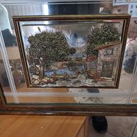 quadro a specchio in rilievo oro argento