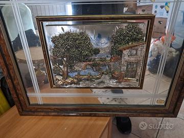 quadro a specchio in rilievo oro argento