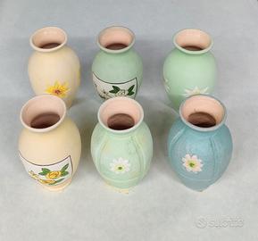Lotto di 6 vasetti in ceramica bomboniere anni '90