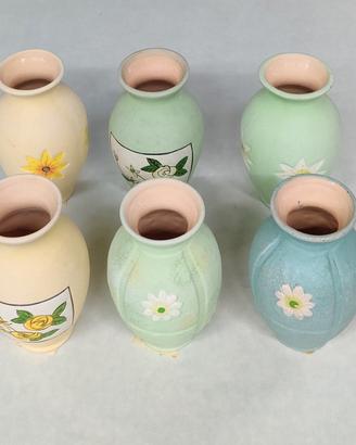 Lotto di 6 vasetti in ceramica bomboniere anni '90