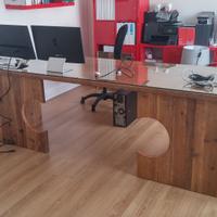 scrivania in legno vecchio 2 postazioni reception