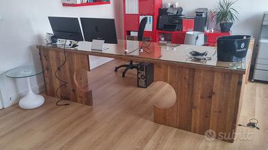 scrivania in legno vecchio 2 postazioni reception