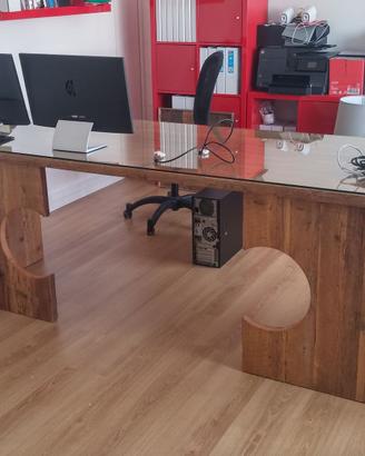 scrivania in legno vecchio 2 postazioni reception