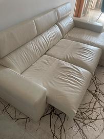 Divano vera pelle 3 posti con tripla sceslong