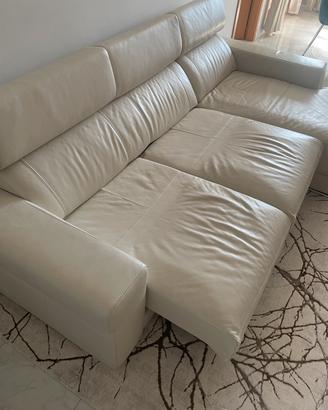 Divano vera pelle 3 posti con tripla sceslong
