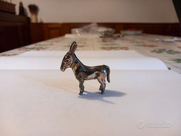 Asino in miniatura in argento massiccio 800