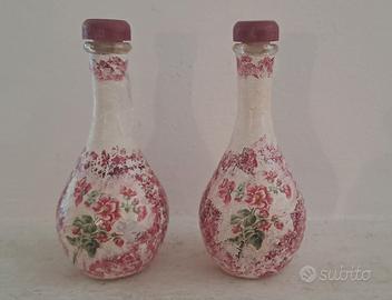 Decoupage bottiglie per olio e aceto