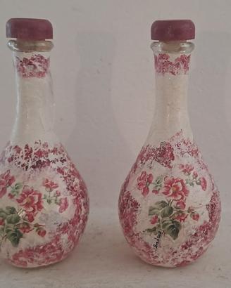 Decoupage bottiglie per olio e aceto