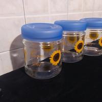 Set 3 barattoli con decoro floreale 