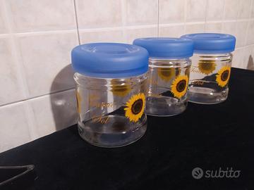 Set 3 barattoli con decoro floreale 