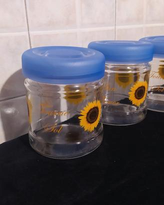 Set 3 barattoli con decoro floreale 