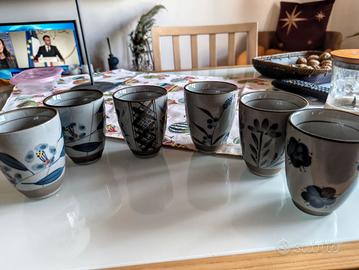 6 tazze/bicchieri ceramica stile giapponese