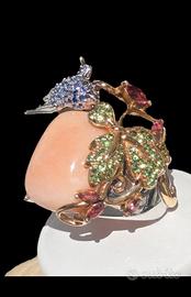 ANELLO ORO PIETRE PREZIOSE COLIBRÌ