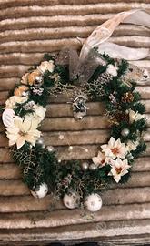 Ghirlanda Natalizia artigianale bianca-argento