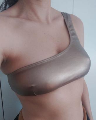 Bikini a fascia monospalla metallizzato - nuovo XS