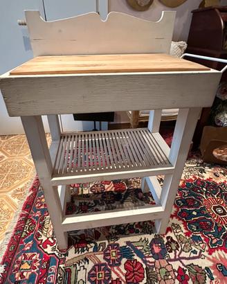Mobiletto in legno da cucina Shabby Chic/Rustico