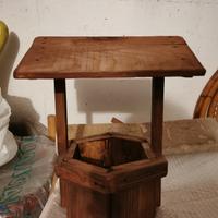 Porta vaso/porta oggetti mini pozzo in legno