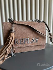 Borsa a tracolla Replay Old Brown in vera pelle