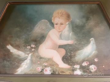 Quadro testiera letto legno dipinto a mano