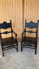 Coppia poltroncine fine ‘800 in noce intagliato