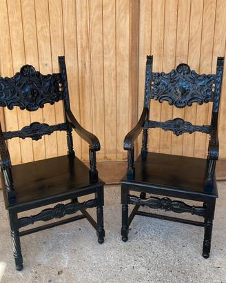 Coppia poltroncine fine ‘800 in noce intagliato