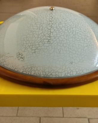 Plafoniera applique lampada luce legno pino vetro