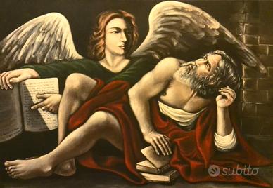 Dipinto San Matteo e l'Angelo, acrilico 50x70