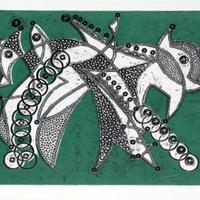 Umberto Mastroianni Movimento verde acquatinta