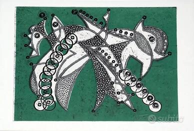 Umberto Mastroianni Movimento verde acquatinta