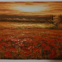 Quadro dipinto a mano su tela paesaggio Field of P