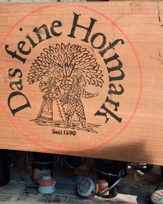 Cassetta legno birra vintage "Das feine Hofmark"