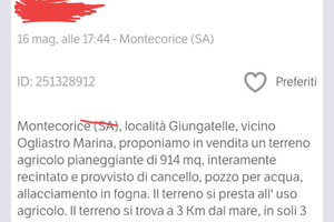 Terreno agricolo recintato con fogna e pozzo