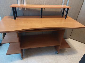 Scrivania 130cm noce con rotelle